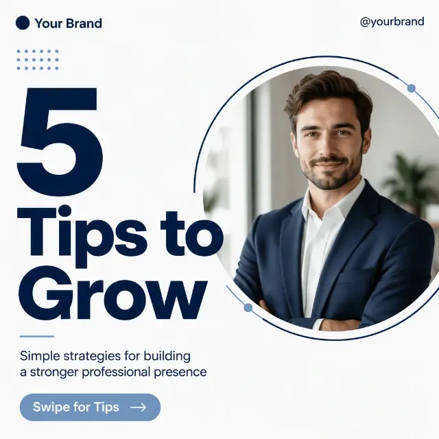 Navy LinkedIn Tips Carousel Cover