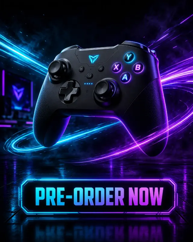 Neon Gaming Controller Pre-Order Ad