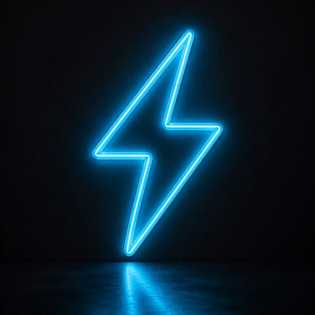 Neon Tube Logo On Dark Studio Backdrop