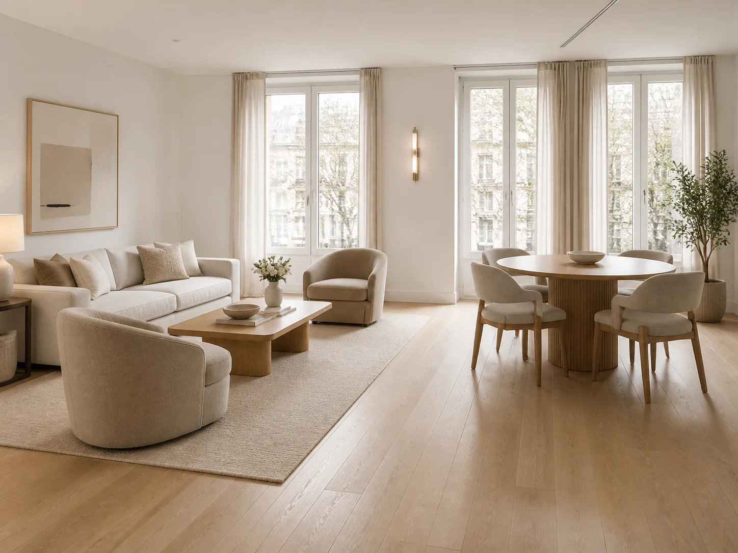 Neutral Open Plan Living And Dining Staging