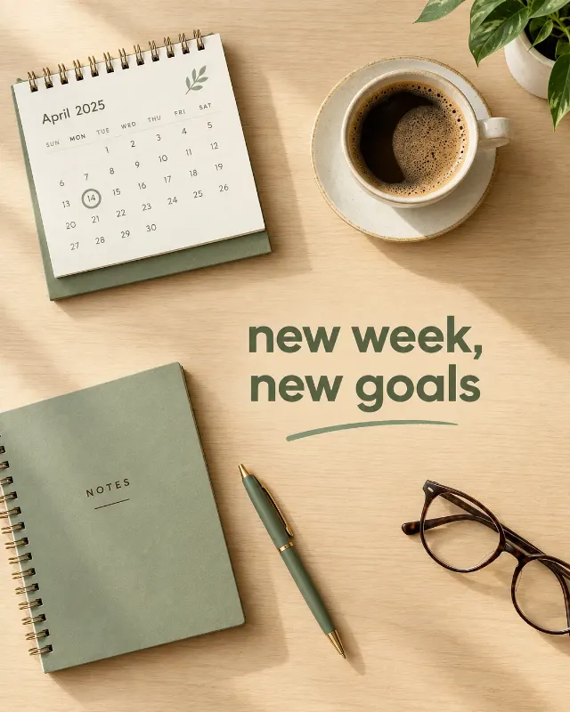 New Week New Goals Office Flat Lay Post