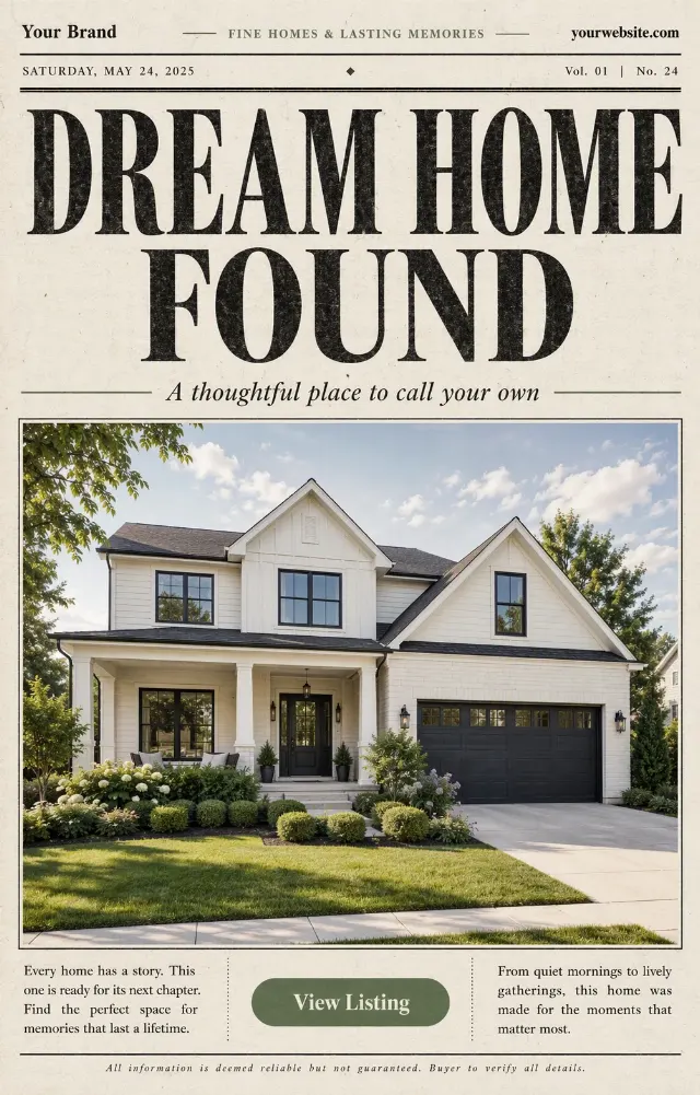 Newspaper Style Real Estate Instagram Post