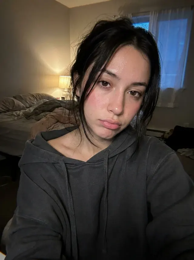 Nighttime Oversized Hoodie Phone Selfie