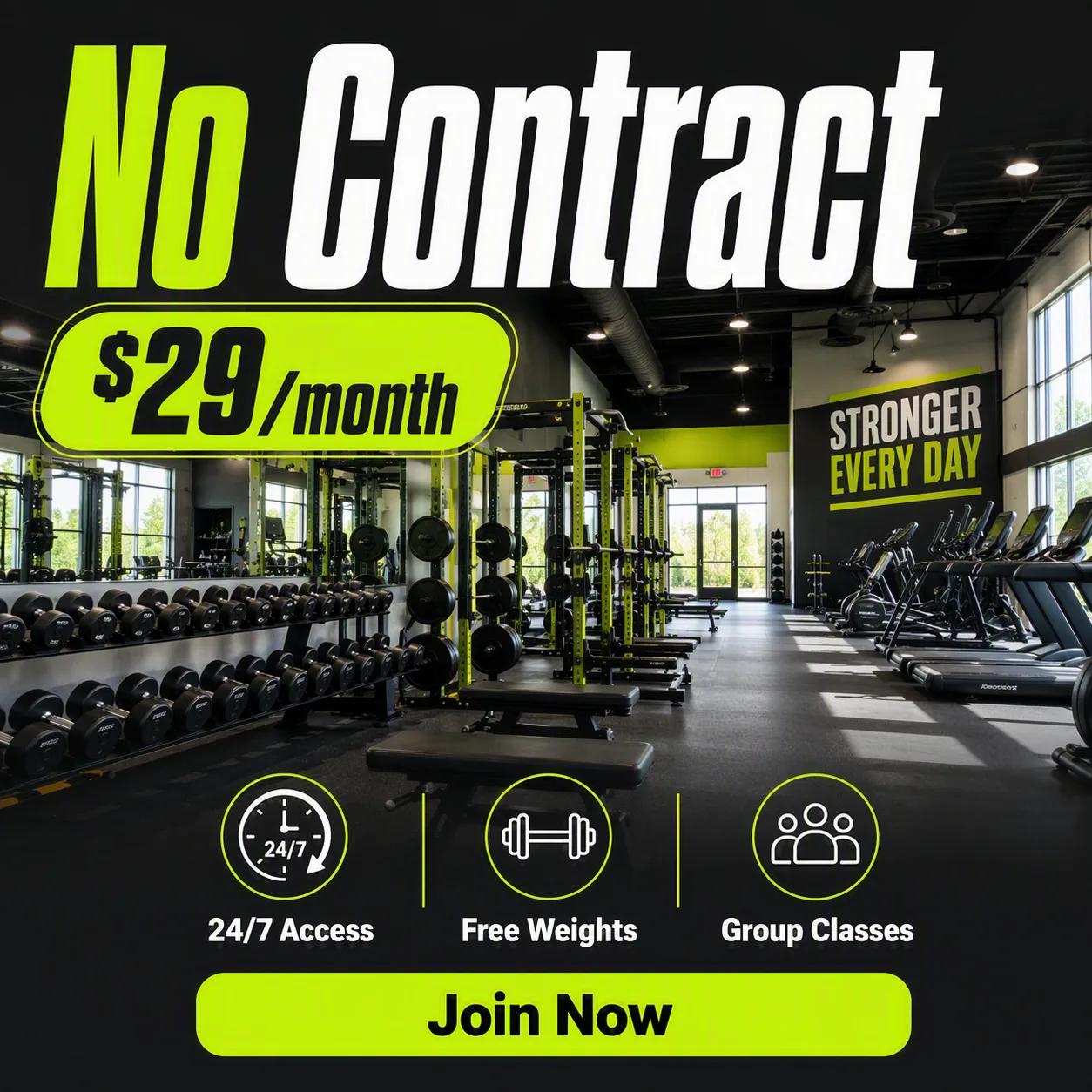 No Contract Gym Membership Facebook Ad