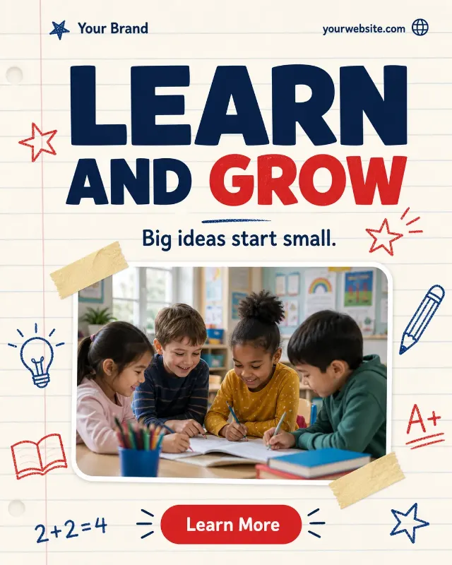 Notebook Paper Kids Education Post