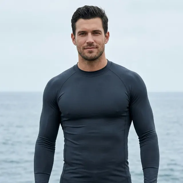 Ocean Background Rash Guard Model Photo