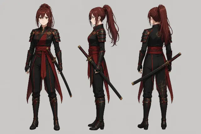 Original Anime Swordswoman Character Sheet