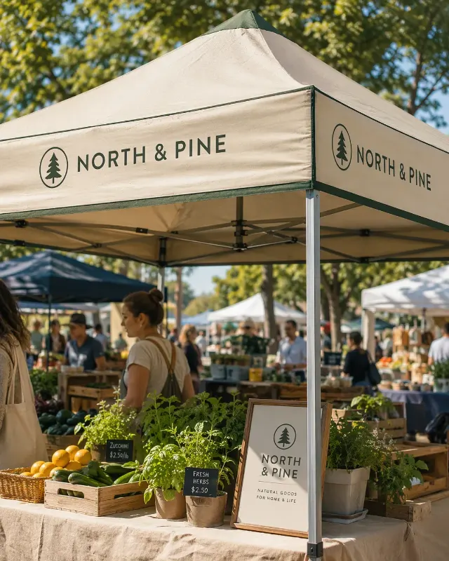 Outdoor Market Tent Logo Mockup
