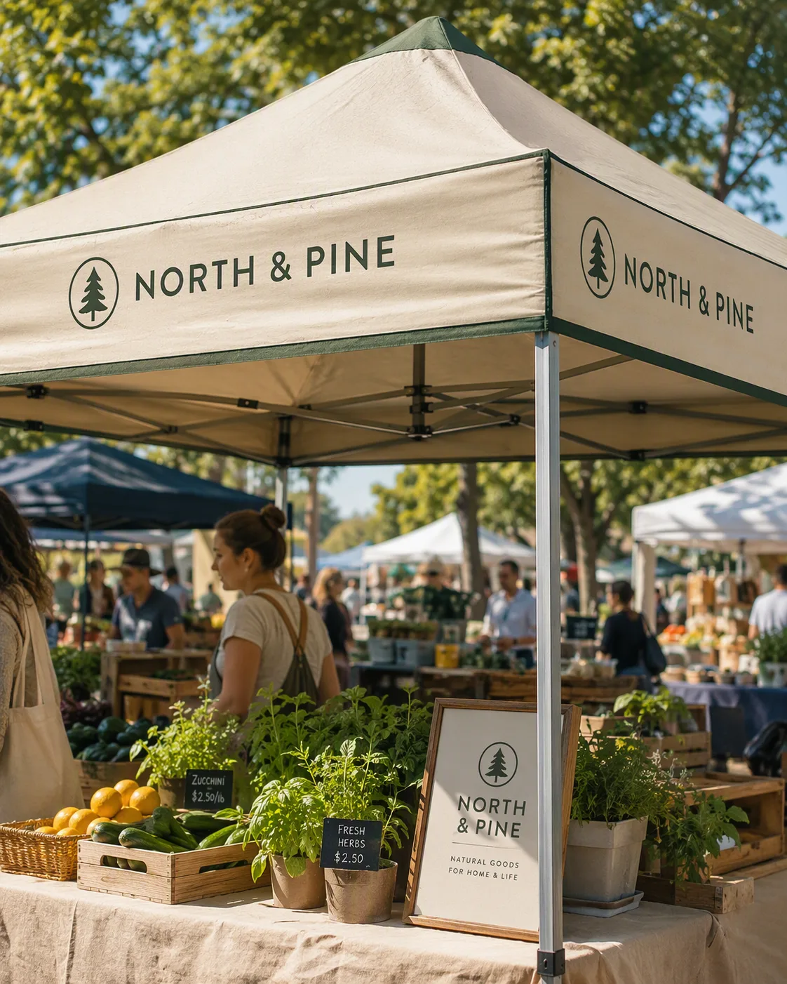 Outdoor Market Tent Logo Mockup