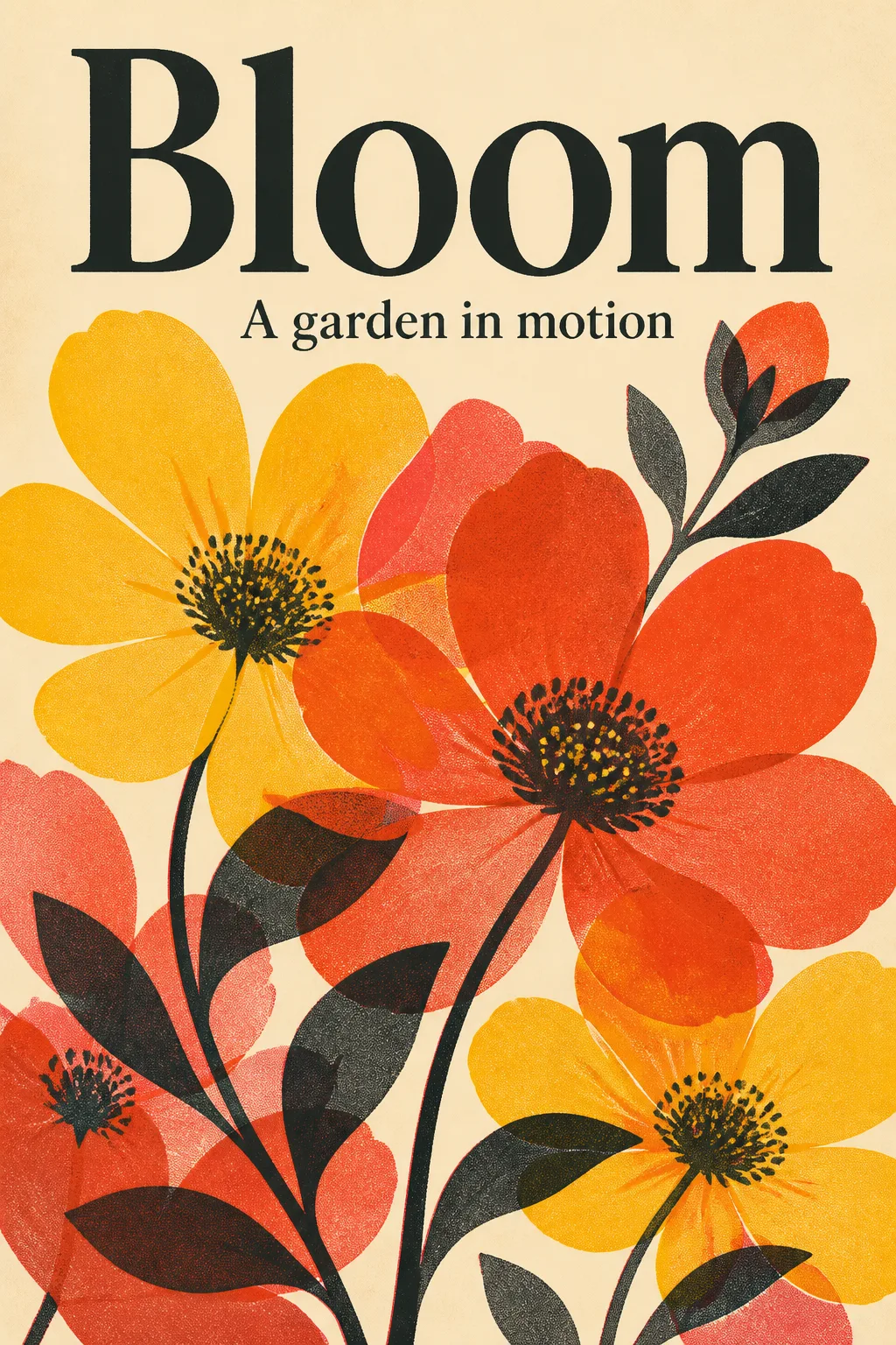 Overlapping Floral Risograph Poster