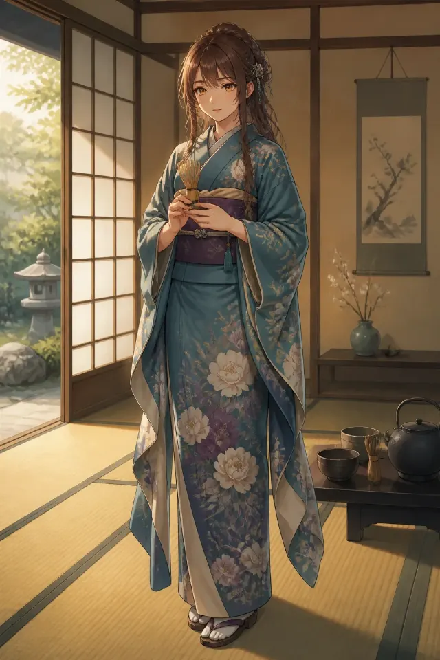 Painterly Anime Tea Ceremony Character
