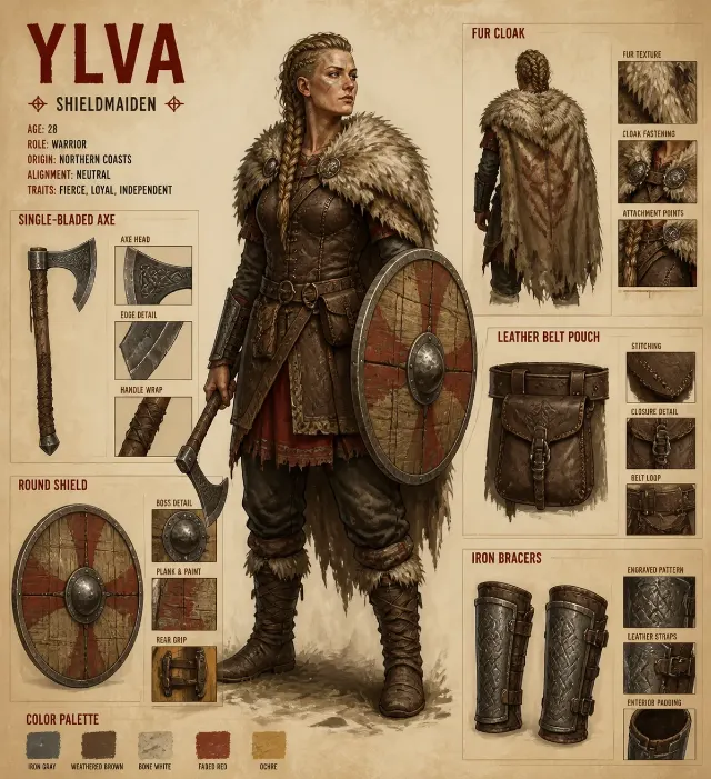 Painterly Viking Shieldmaiden Gear Sheet