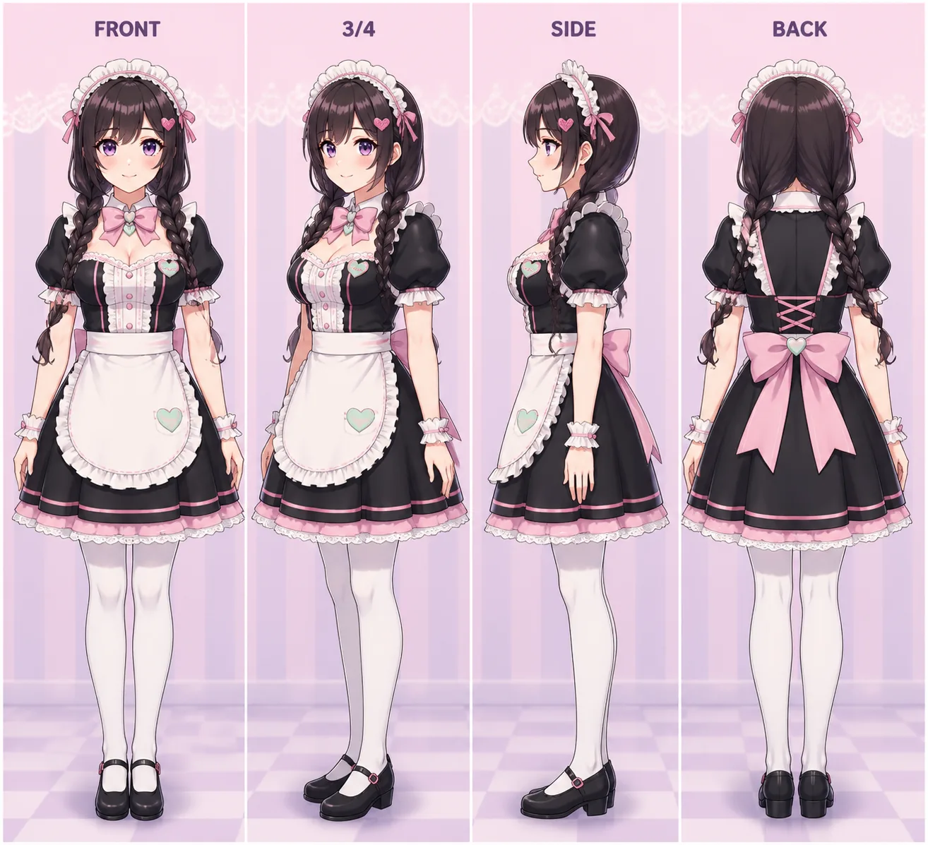Pastel Anime Maid Cafe Turnaround Sheet