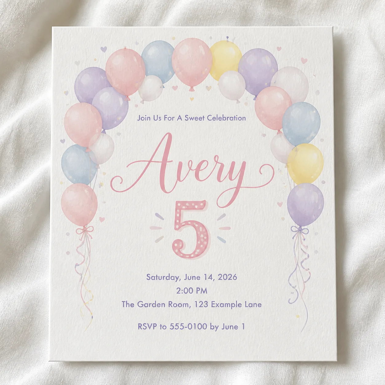 Pastel Balloon Arch Birthday Invitation