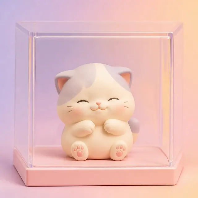 Pastel Blind-Box Cat Figurine Display