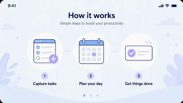Pastel Blue Productivity App Onboarding