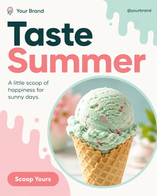 Pastel Ice Cream Shop Instagram Post