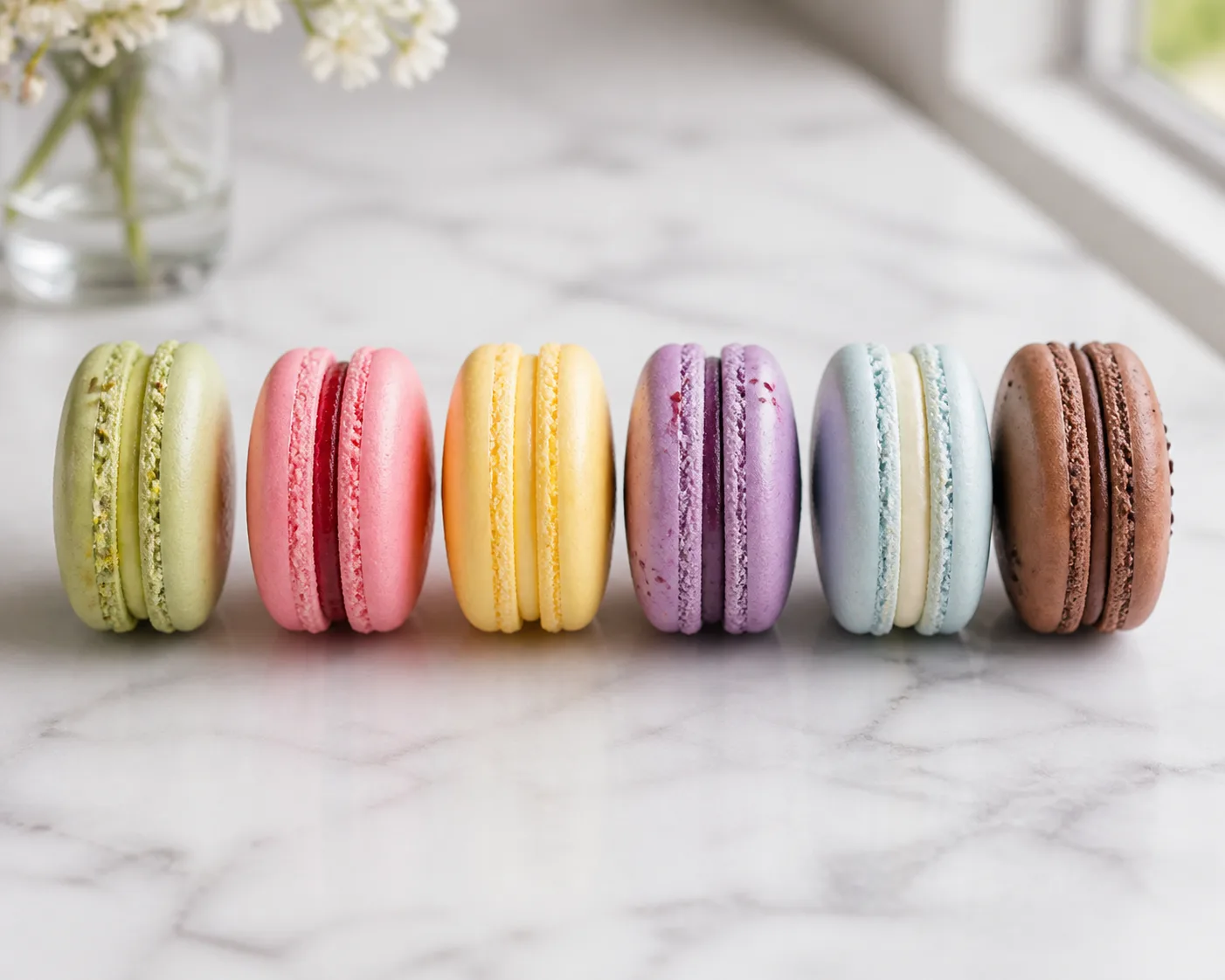 Pastel Macaron Row Food Photograph