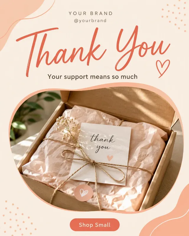 Pastel Peach Small Business Thank You Post