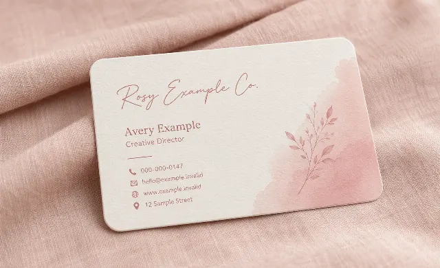 Pastel Pink Rounded Business Card Mockup