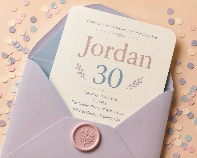 Pastel Wax Seal Birthday Invitation Set