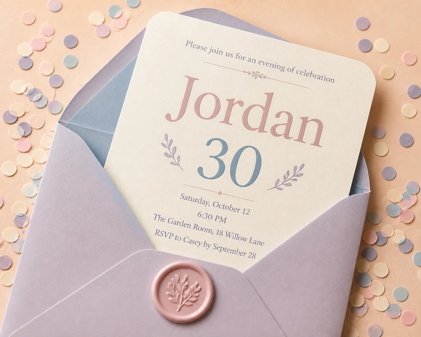Pastel Wax Seal Birthday Invitation Set
