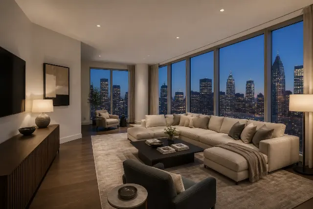 Penthouse Living Room City View Photo