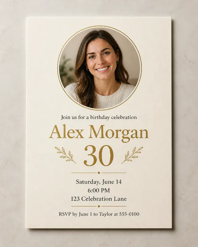Photo Birthday Invitation With Portrait