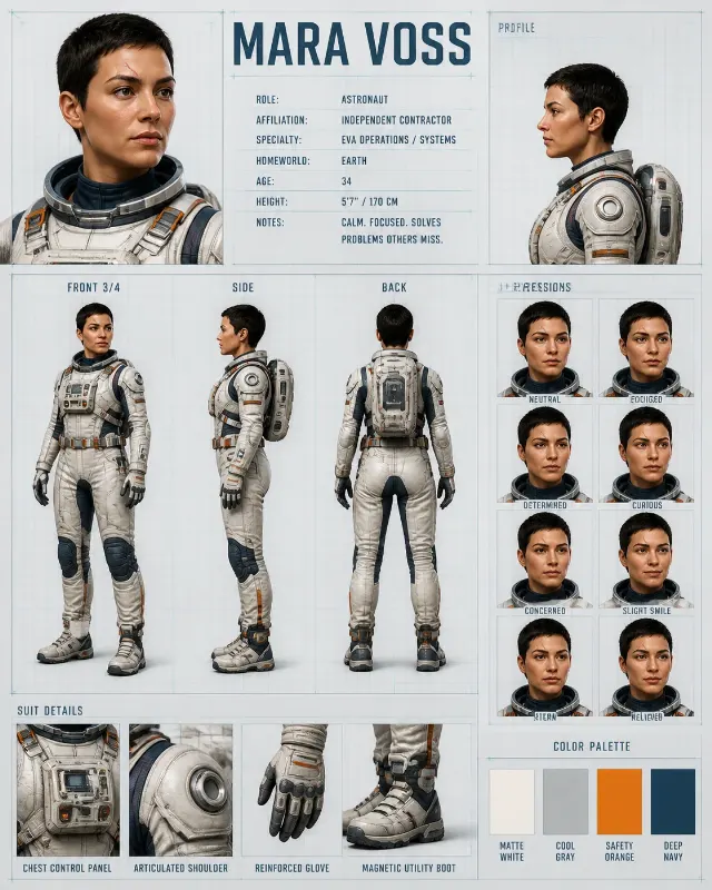 Photorealistic Astronaut Full Reference Sheet