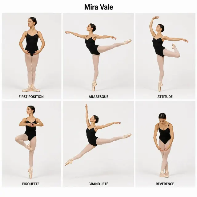 Photorealistic Ballet Dancer Pose Sheet