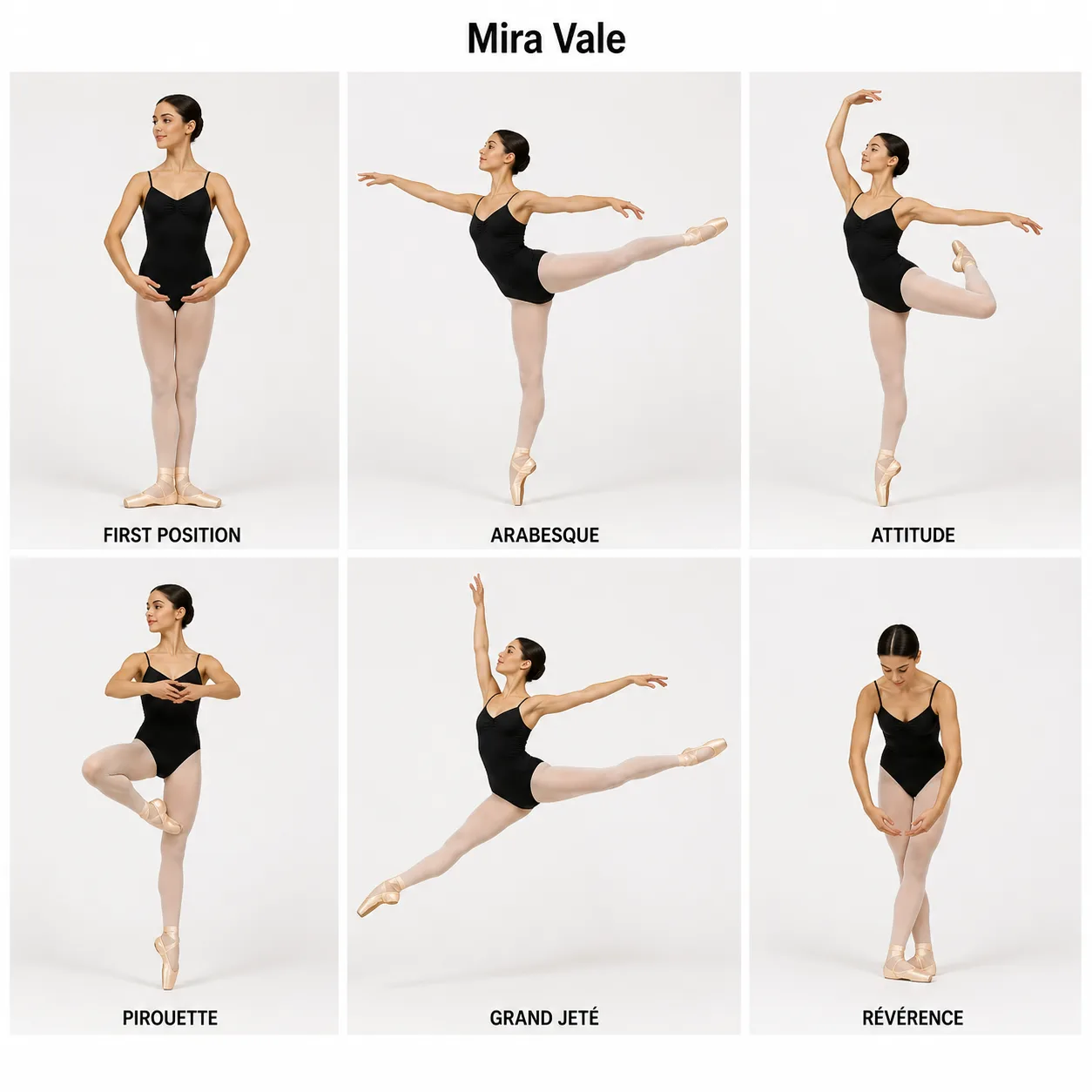 Photorealistic Ballet Dancer Pose Sheet