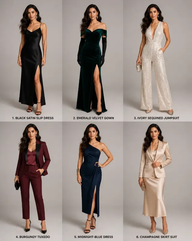 Photorealistic Evening Outfit Variation Sheet