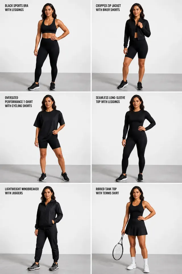 Photorealistic Gym Outfit Variation Sheet