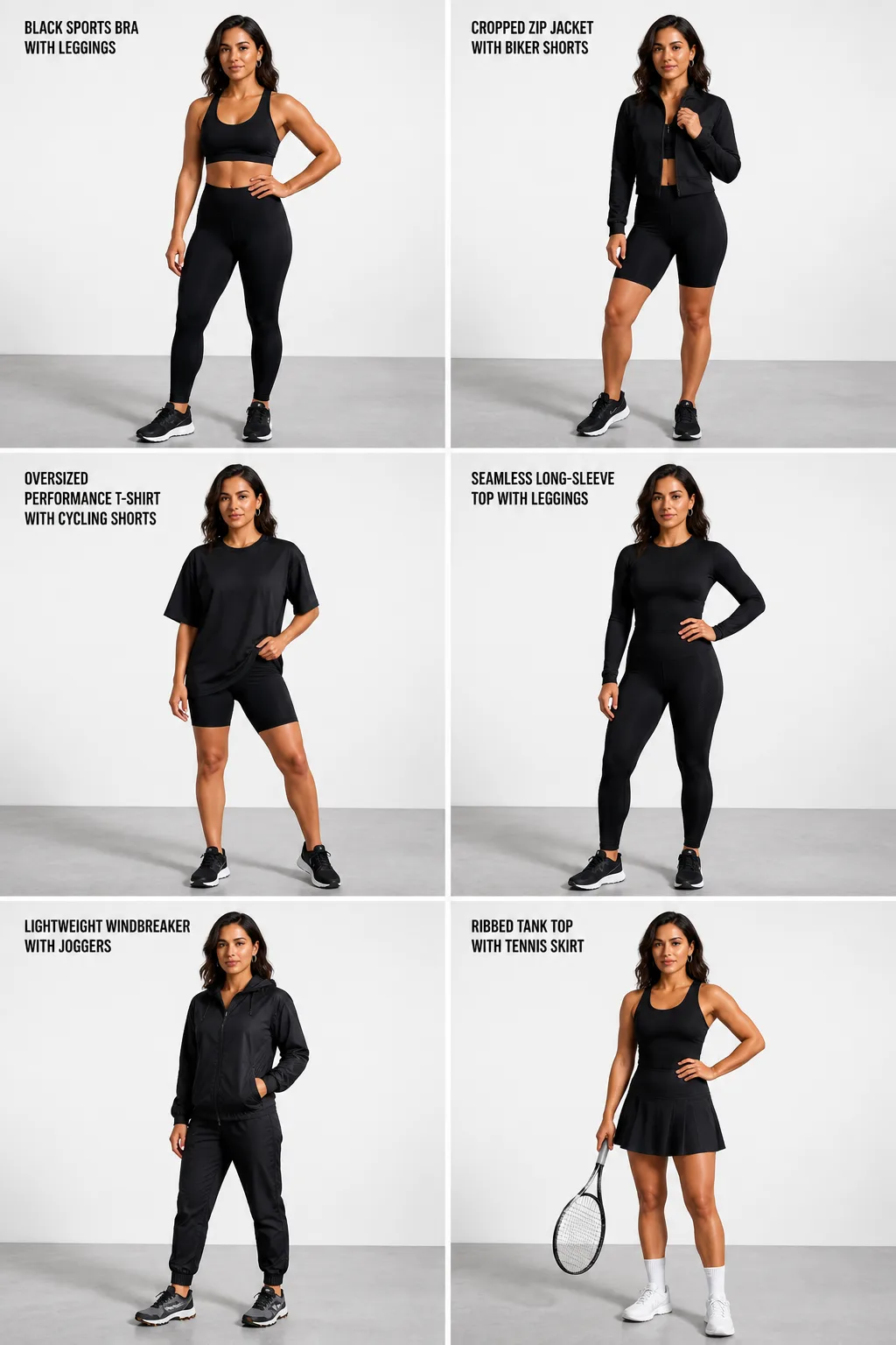 Photorealistic Gym Outfit Variation Sheet
