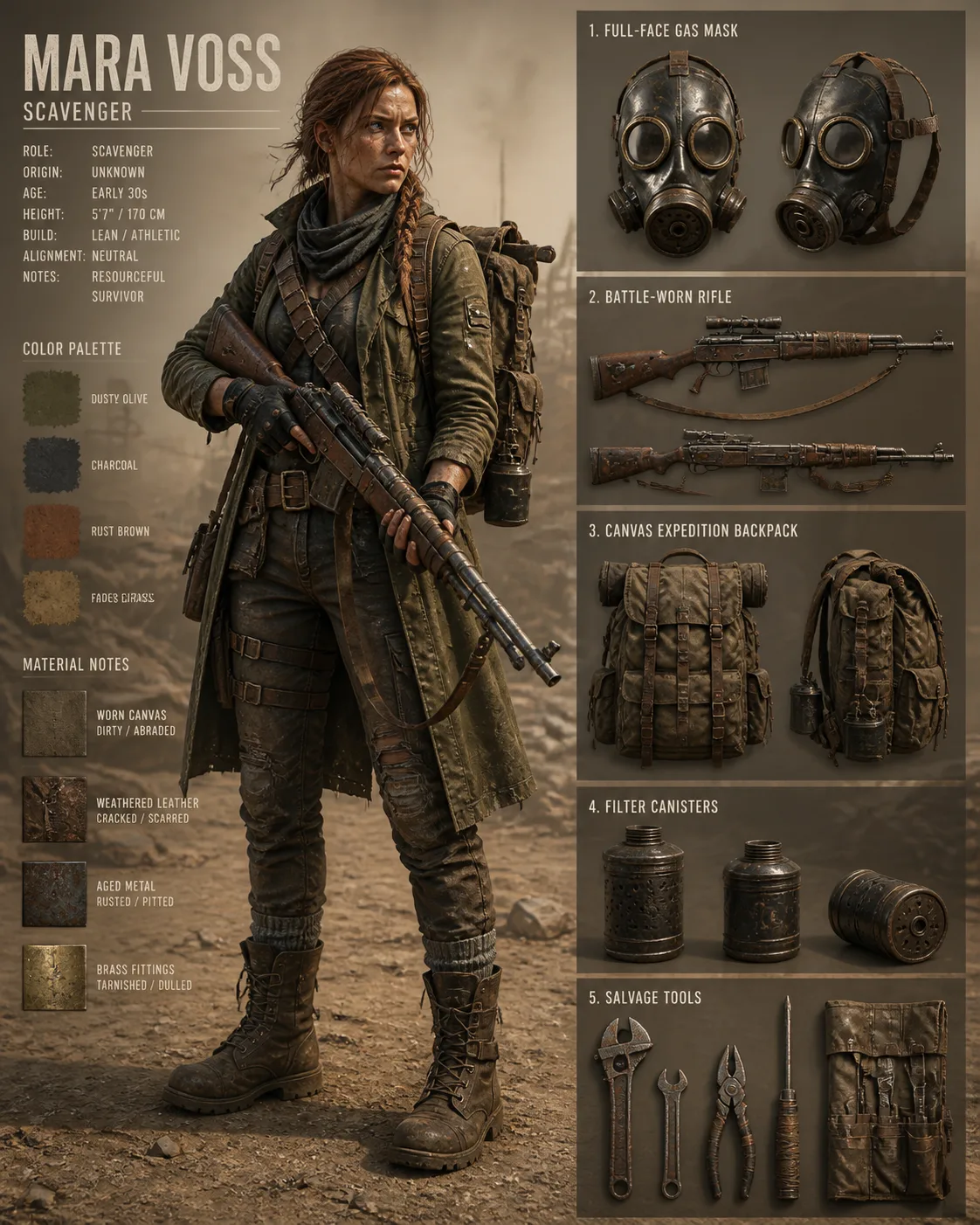 Photorealistic Post-Apocalyptic Gear Sheet