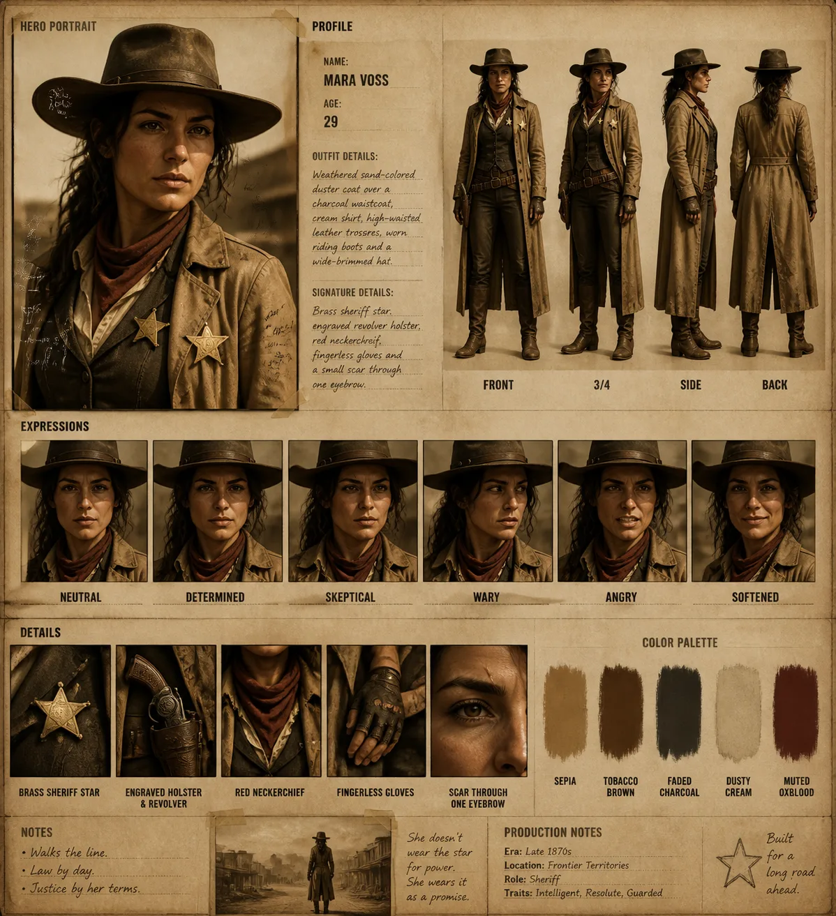 Photorealistic Western Gunslinger Character Sheet