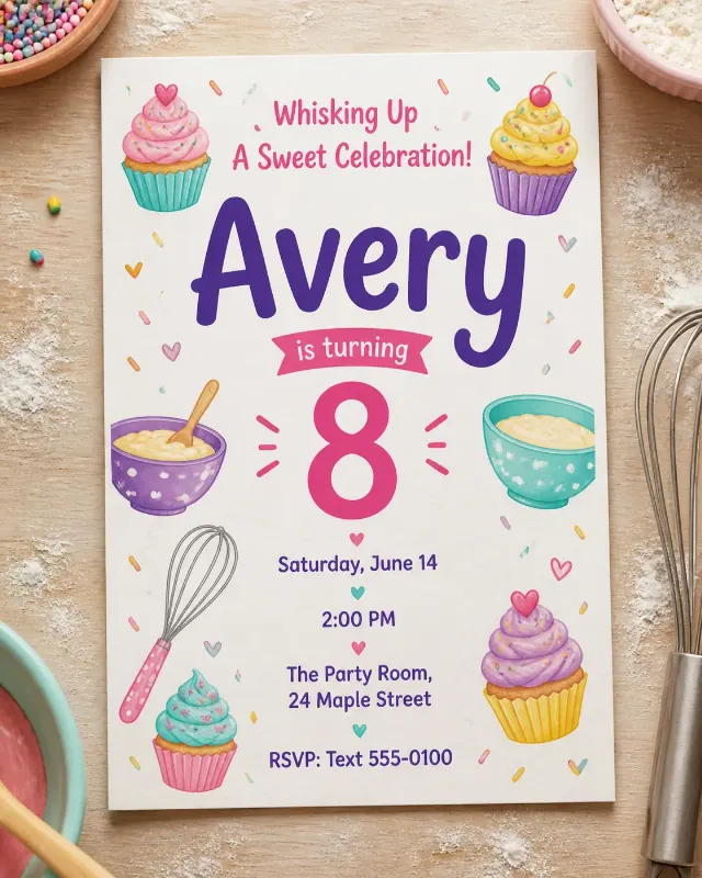 Playful Baking Party Birthday Invitation