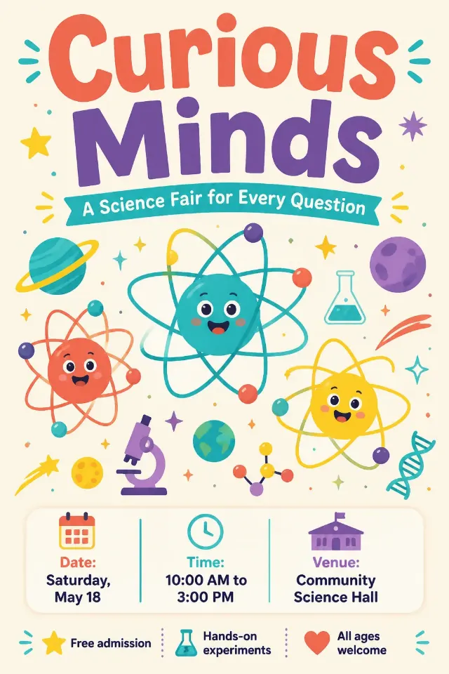 Playful Science Fair Poster Illustration