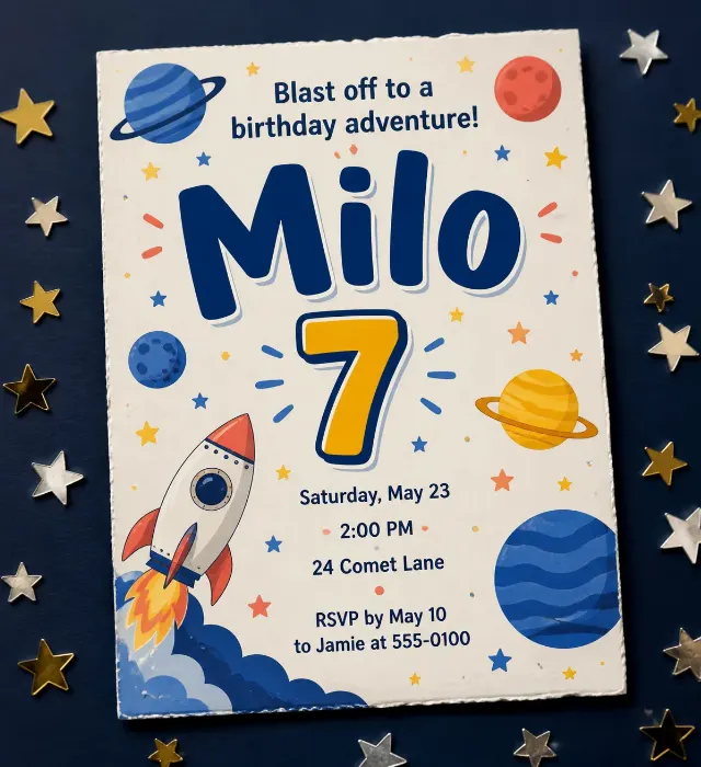 Playful Space Birthday Invitation