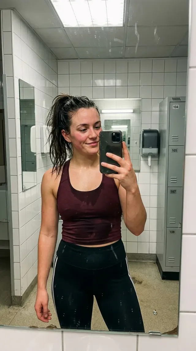 Post Workout Gym Bathroom Mirror Selfie