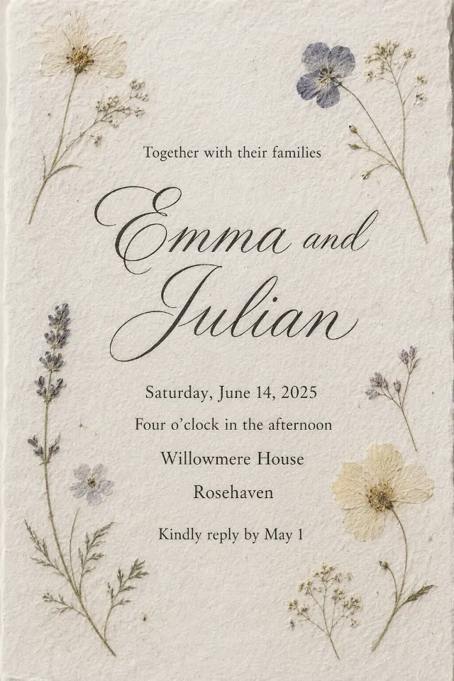 Pressed Wildflower Wedding Invitation