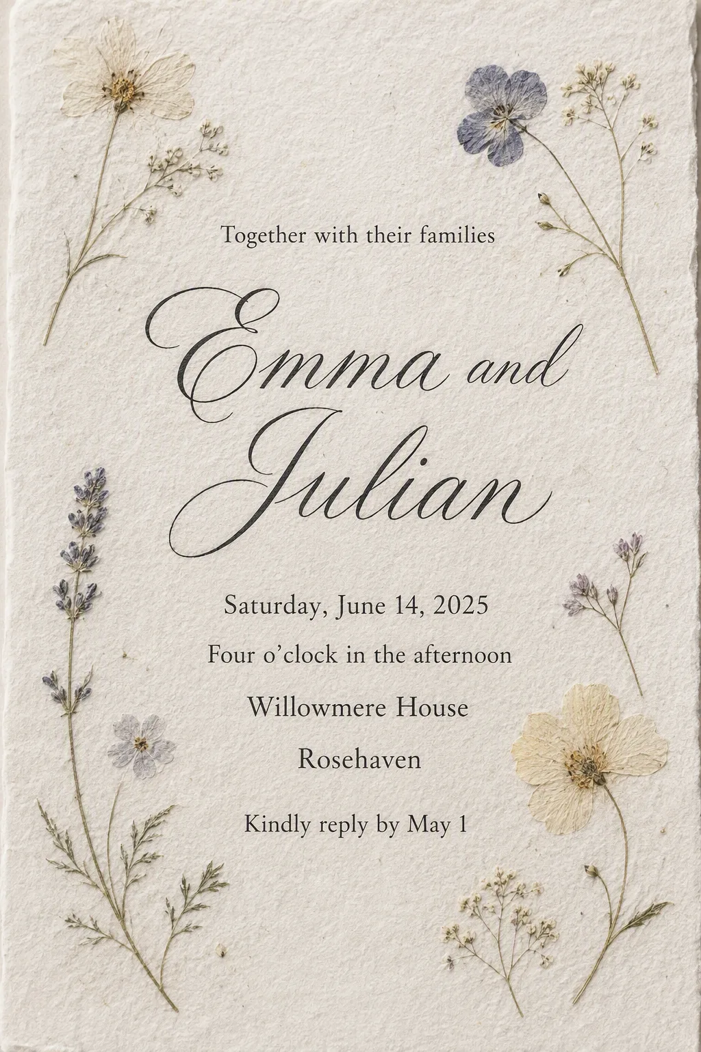 Pressed Wildflower Wedding Invitation