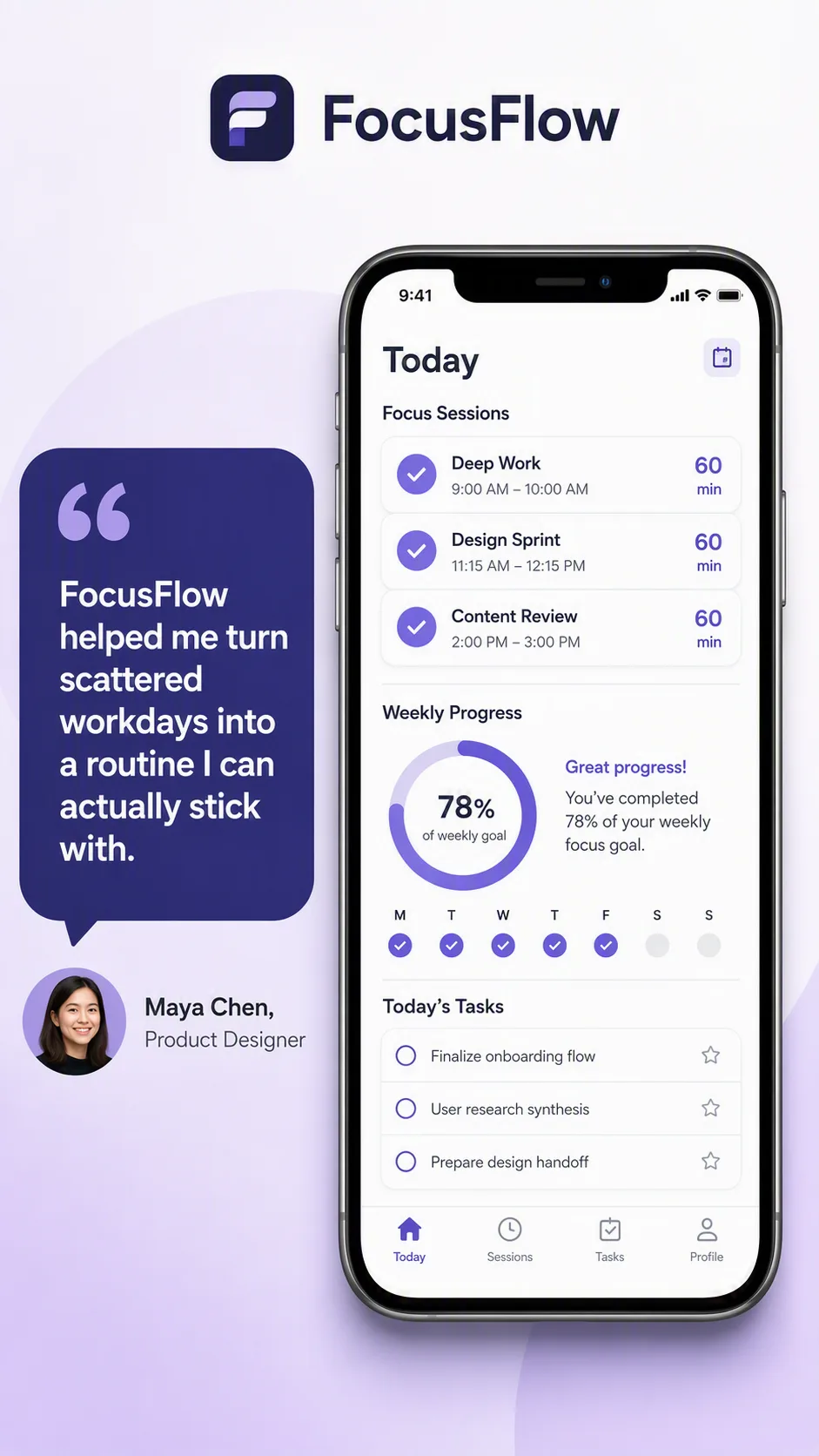Productivity App Testimonial Social Graphic