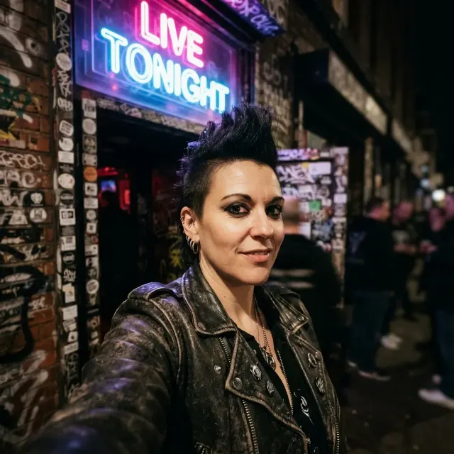 Punk Mohawk Club Entrance Selfie
