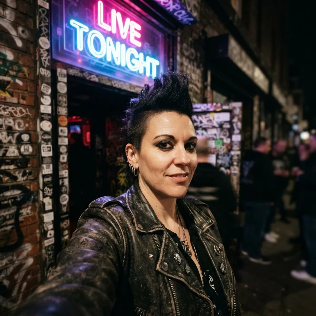 Punk Mohawk Club Entrance Selfie