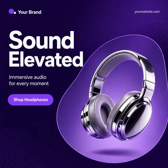 Purple Gradient Headphone Social Post