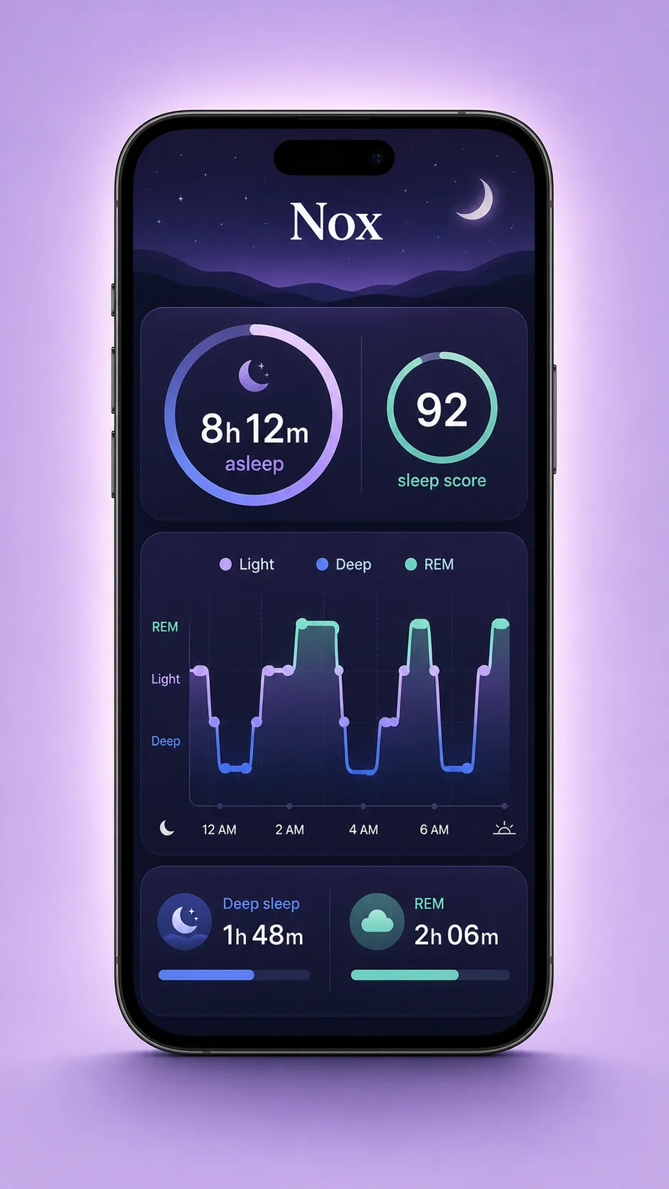 Purple Sleep Tracking App Screenshot