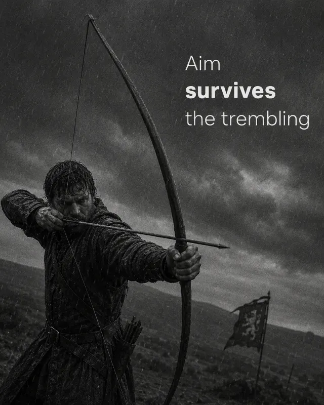Rainy Medieval Archer Quote Graphic