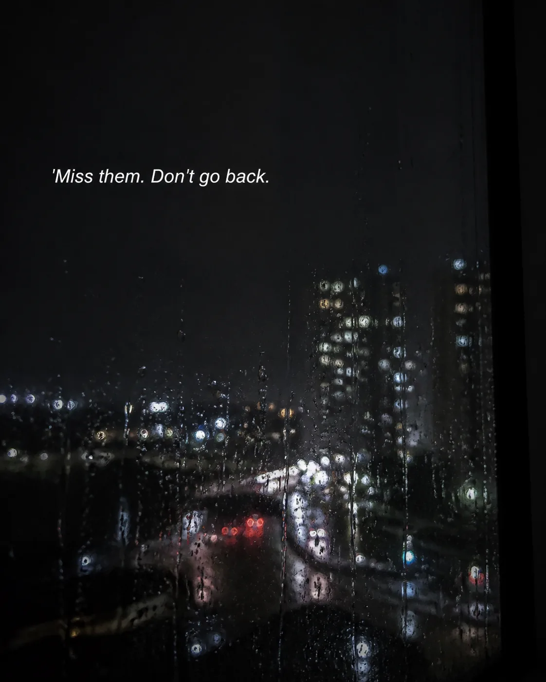 Rainy Night City Lights Quote Photo