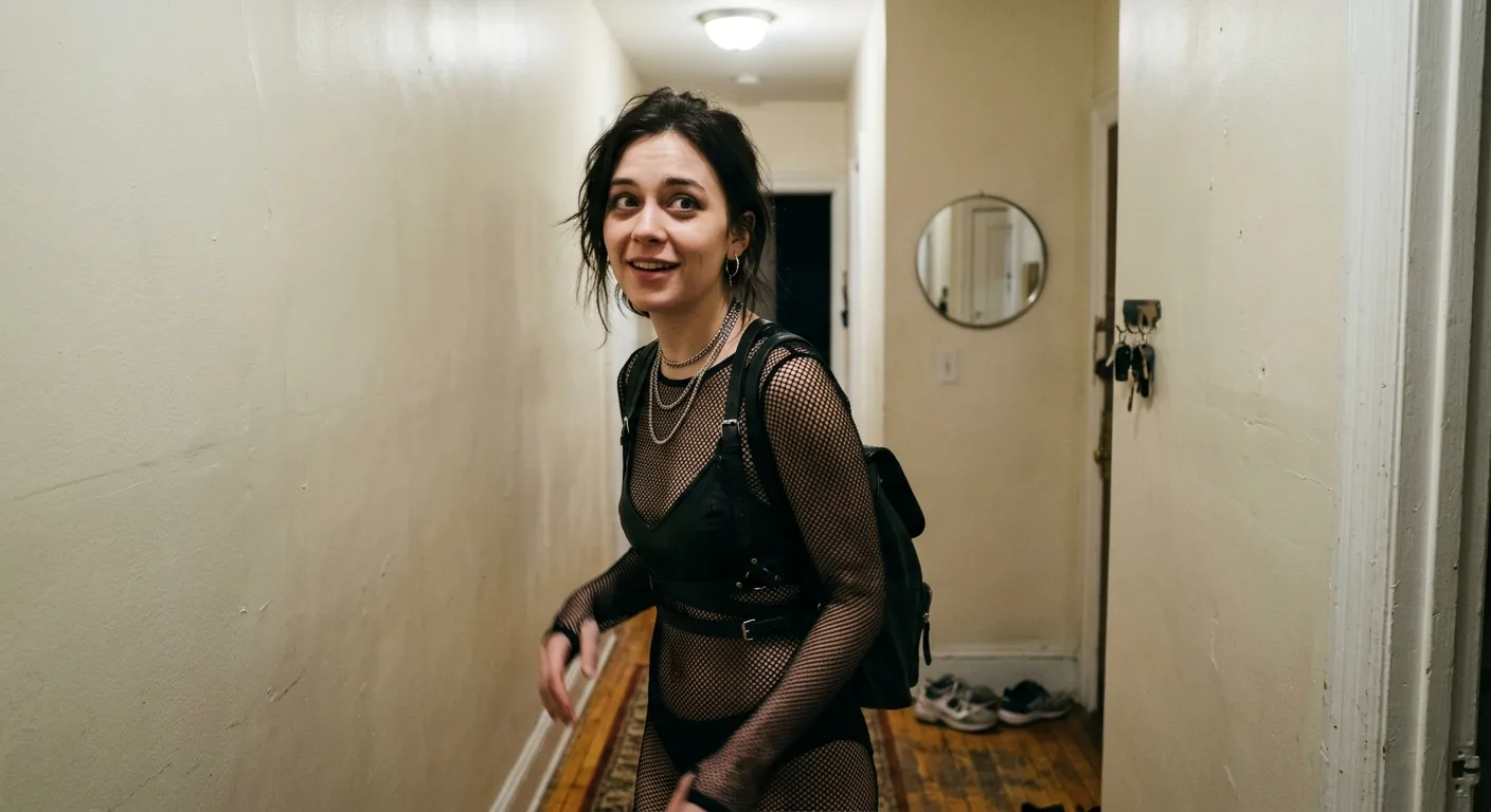 Raw Gothic Hallway Candid Portrait